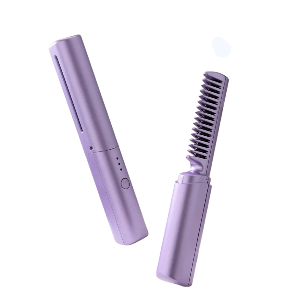 Portable rechargeable hair straightener brush