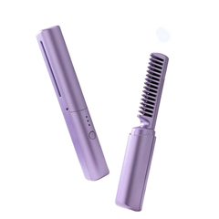 Portable rechargeable hair straightener brush