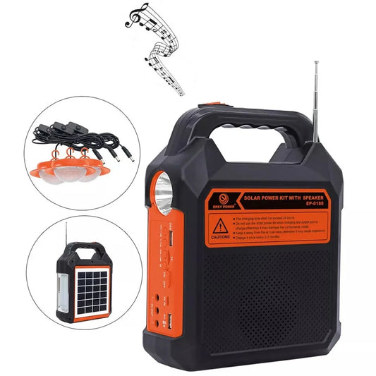 Radio and portable solar powered flashlight