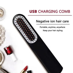 Cordless hair straightening brush