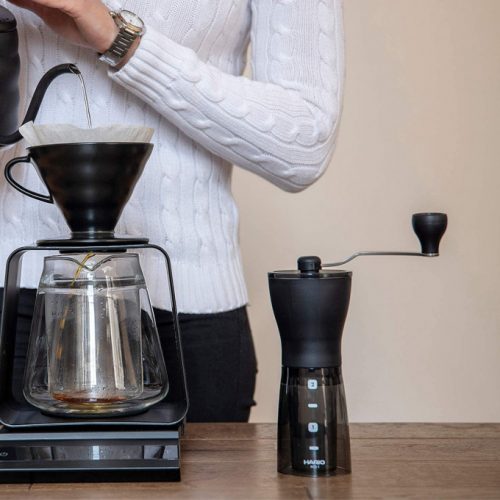 Japanese coffee grinder with one year warranty