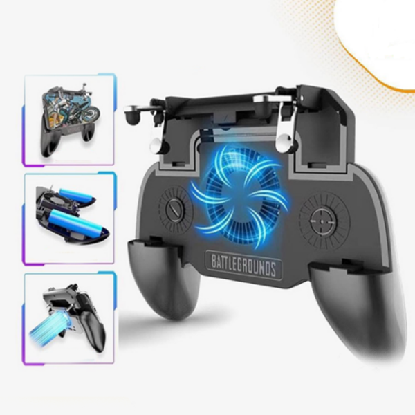 Gaming controller with cooling fan and power bank