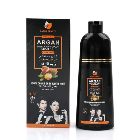 Hair dye shampoo with argan oil