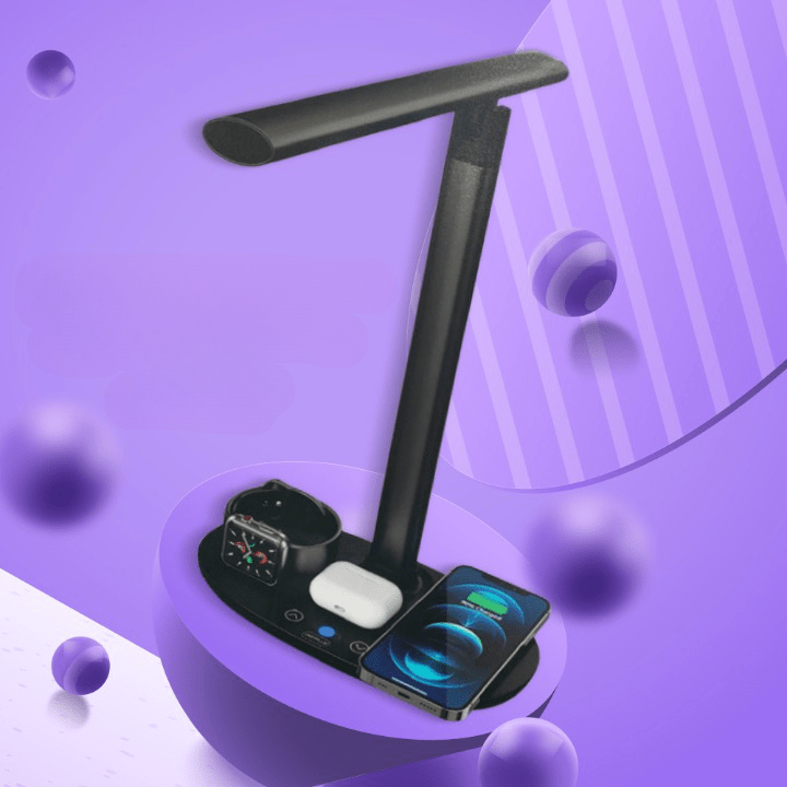 Wireless charging station and desk lamp